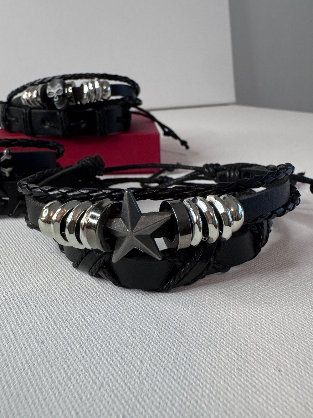 Stackable Punk Rock Leather Studded Bracelets - Pick Set of 2